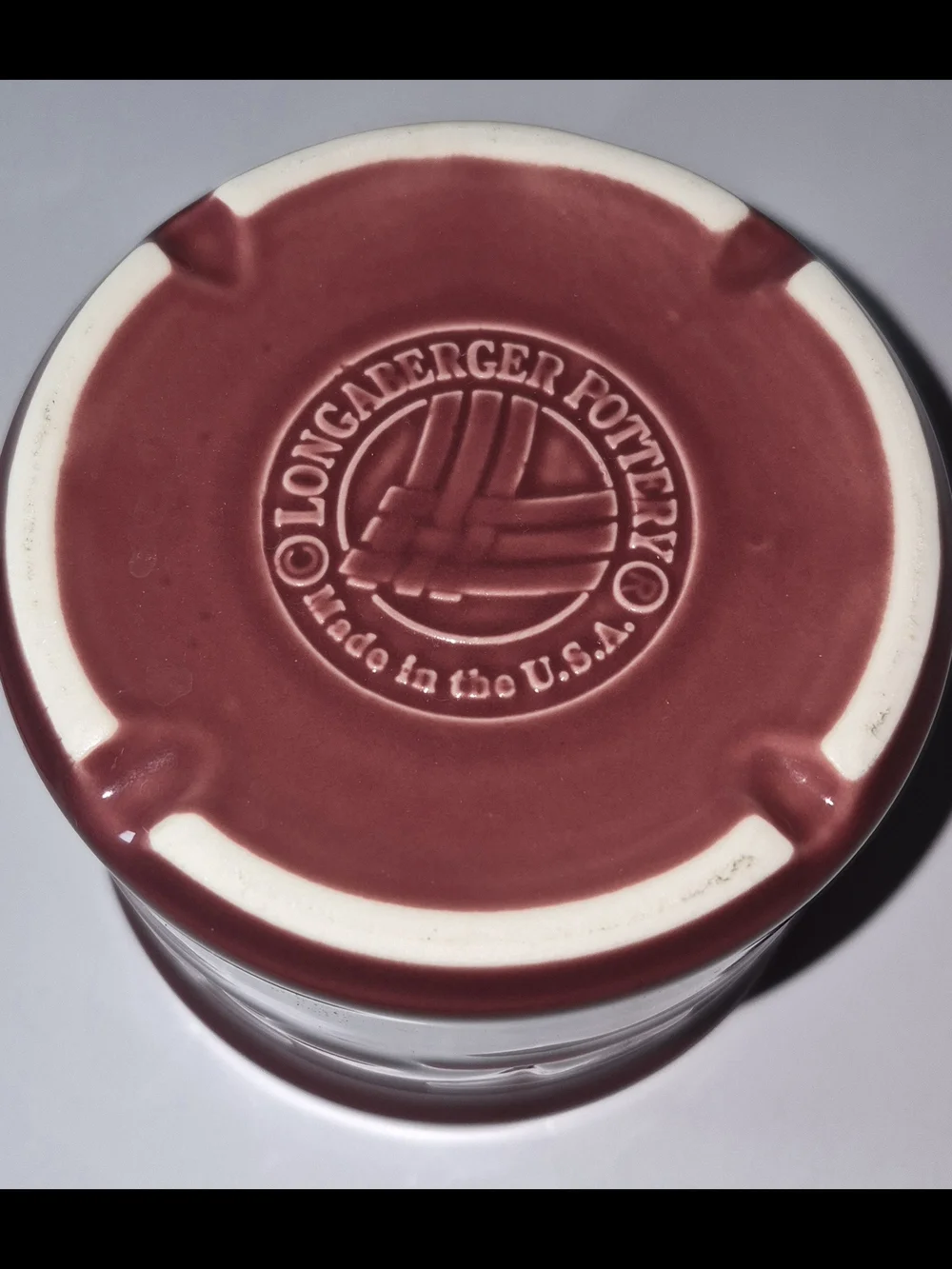 Longaberger Pottery Woven Traditions Crock 1 Pint Burgundy Color Made in USA